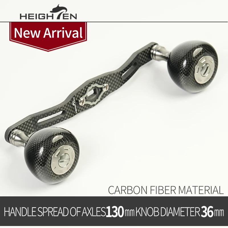 Carrete de Baitcasting HEIGHTEN con doble mango, distancia del eje de 130 mm, accesorio de modificación de perillas de fibra de carbono de 36 mm de diámetro