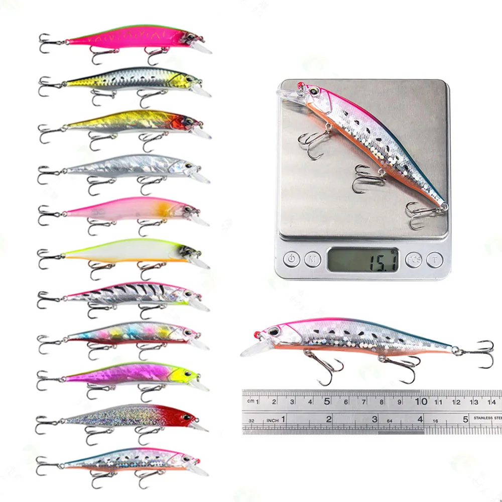 Señuelos flotantes de pececillos, cebo duro de Pesca de agua salada, trucha, lubina, cebo Artificial Wobbler, 12cm y 15g, 1 unidad - imagen 4