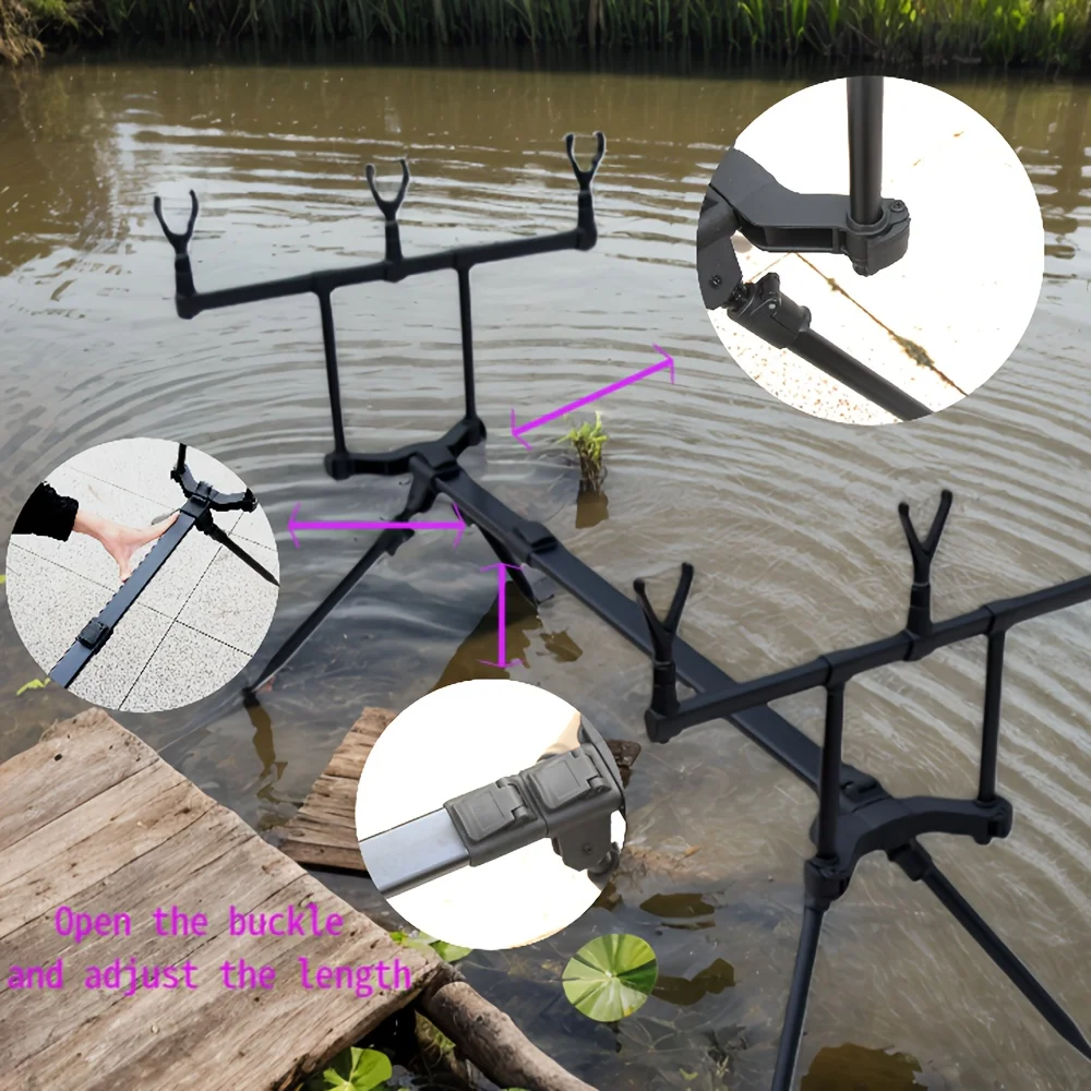 Soporte para caña de pescar JSFUN, soporte retráctil ajustable para caña de pescar de carpa, soporte para caña de pescar, soporte para vaina, todo para pescar - imagen 4