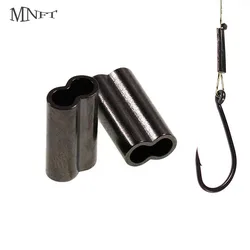 Línea de pesca ovalada doble, conector de engarzado de alambre, manguitos de engarzado de tubo de carbono, 0,5mm, 0,6mm, 0,7mm, accesorios para pesca con caña