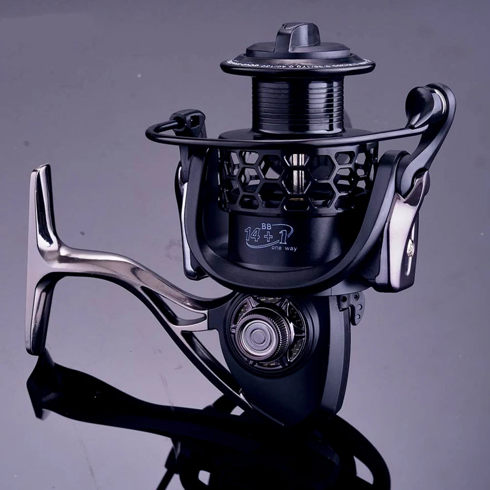 Carrete de Pesca giratorio para agua salada, rueda de Metal superligera de alta calidad, plantilla de Pesca profunda, sin sacudidas, 1000-7000 - imagen 5