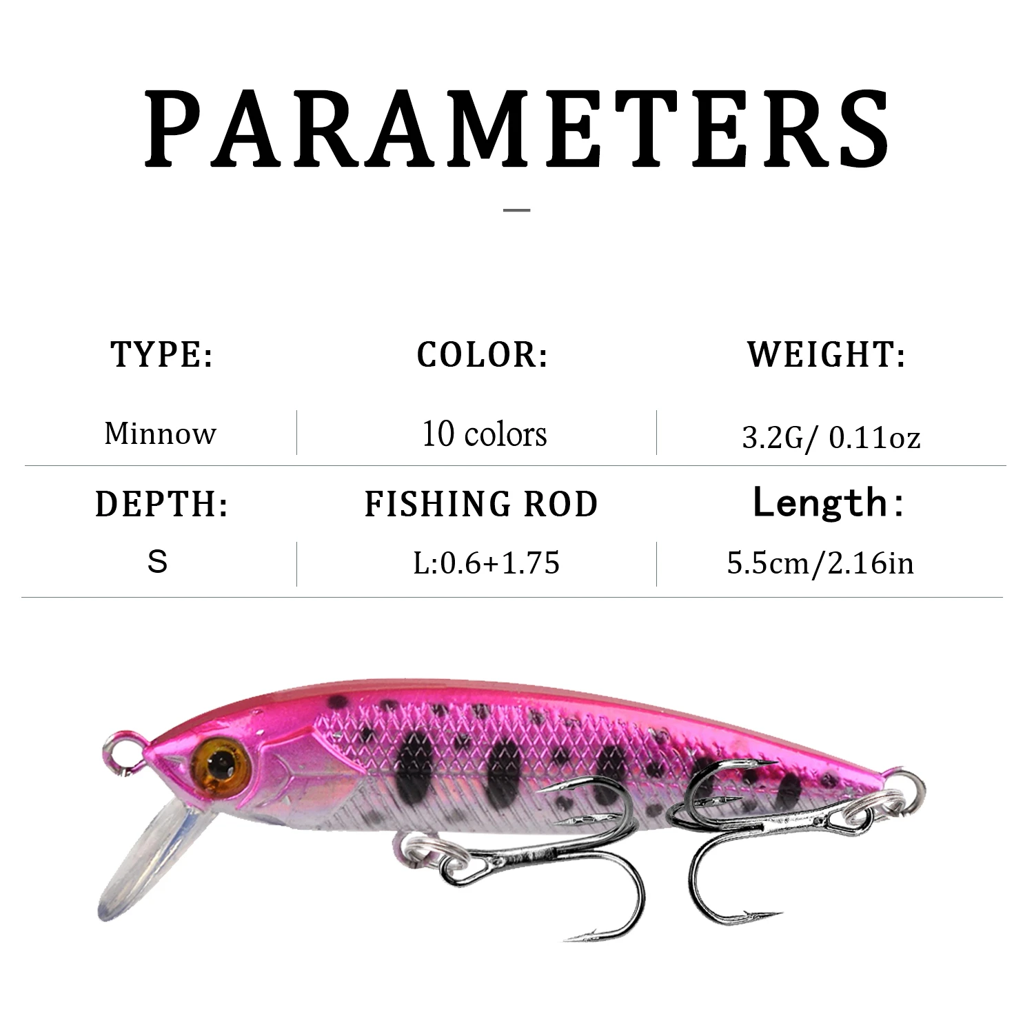 Señuelo de pesca de pececillo que se hunde, cebo duro Artificial de plástico, ojos 3D, Crankbait, Lucio, trucha, aparejos de pesca, 55mm, 3,2g, 1 unidad - imagen 3