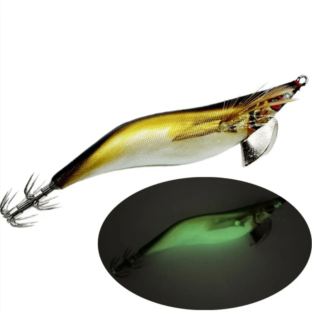 Señuelo de cebo, tela ligera, plantilla de calamar para pesca, señuelo de calamar estilo japonés brillante 3,5 # Pesca de jigging con cebo de camarones UV