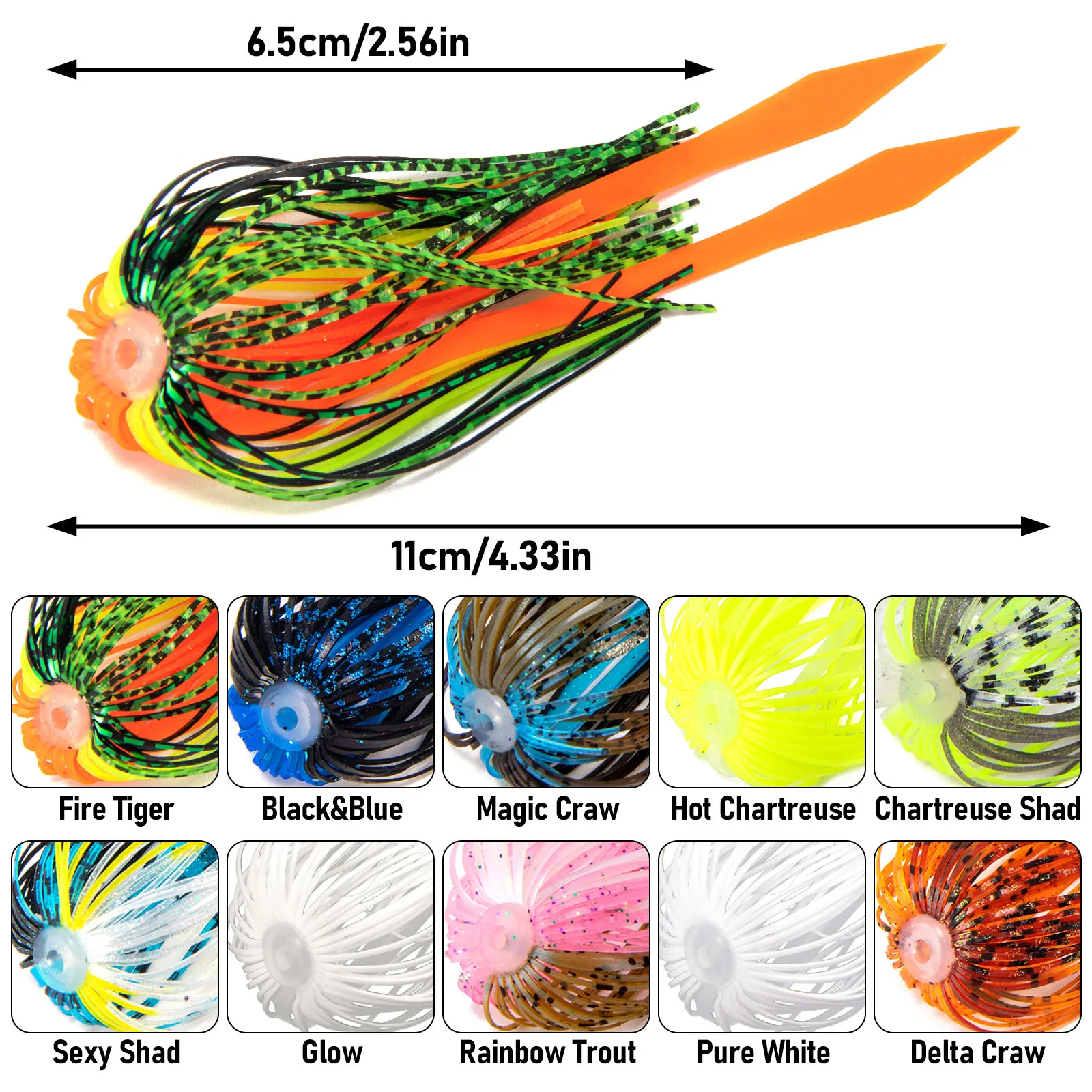 Faldas de silicona con cola para spinnerbait – repuesto 88 hebras - imagen 5