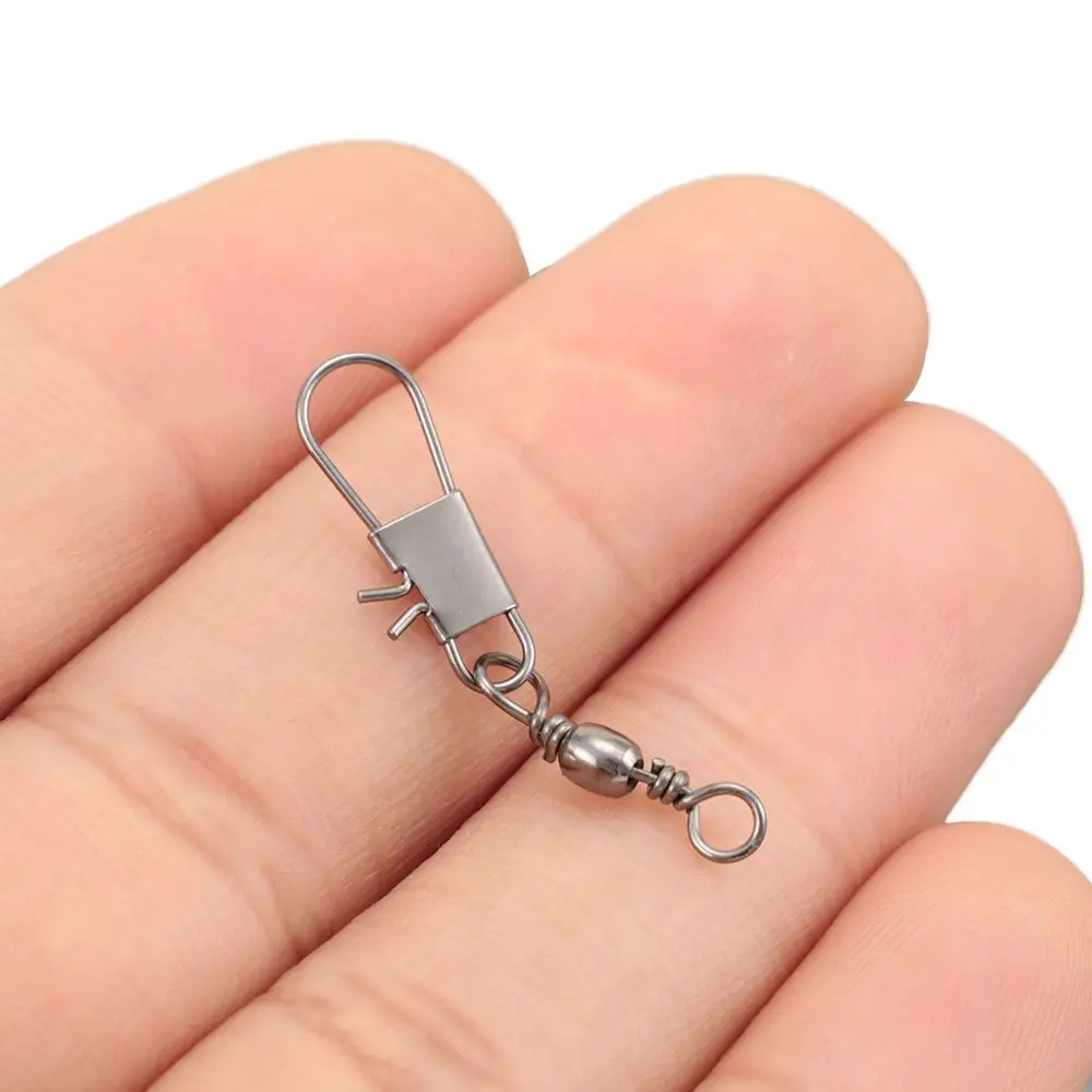 Anzuelo de pesca, accesorios para aparejos de pesca, anillos sólidos, conector de pesca con enclavamiento, pasador giratorio de barril de bola a presión - imagen 4