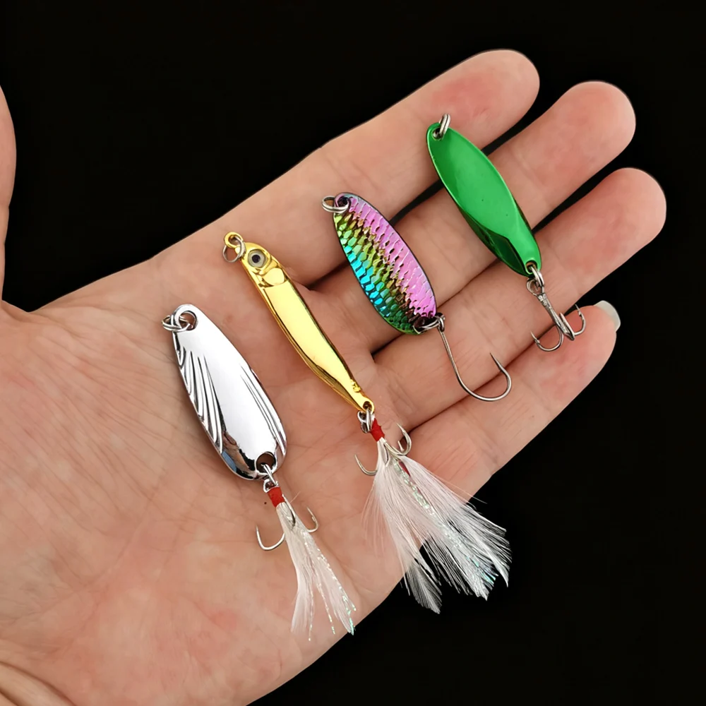Aorace 8 Uds 5/7/10g Señuelos de pesca con cuchara vib de Metal-anzuelos de pesca duraderos para equipo de pesca de agua dulce y salada - imagen 4