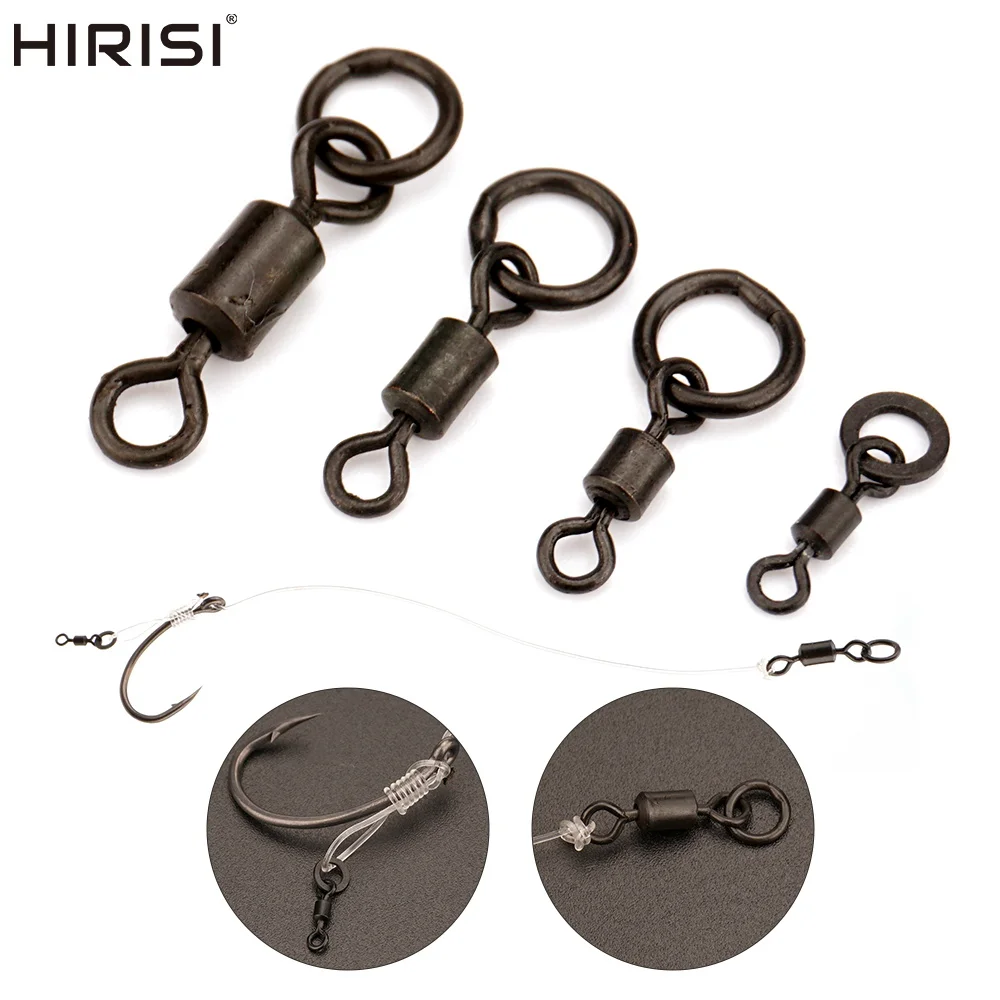 Hirisi 20 piezas pesca cambio rápido anillo sólido giratorios rodamiento de bolas Terminal de pesca aparejos para accesorios de carpa AE044