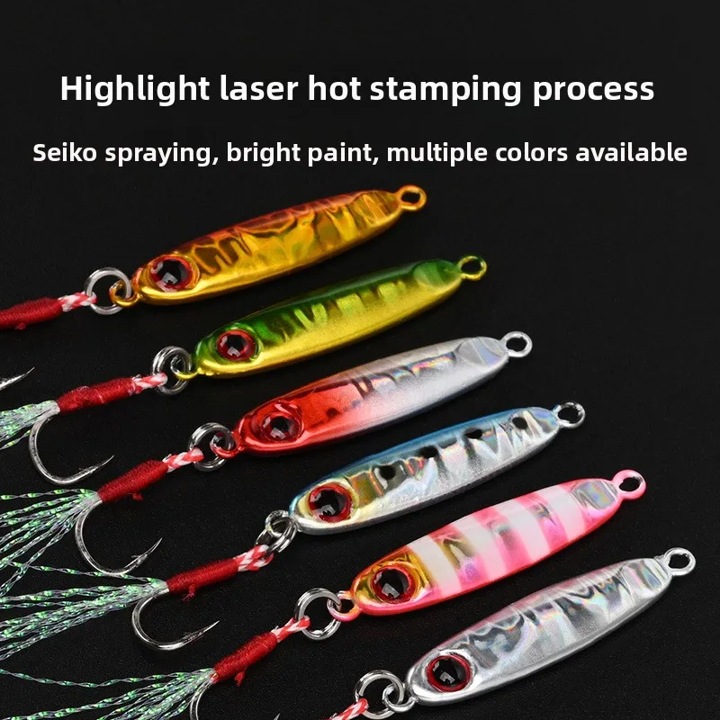 MUKUN 6 unids/caja Microjigging señuelo de pesca 5,5g/32mm Mini Jig cebo Isca plantilla Artificial con un solo gancho accesorios de pesca - imagen 3