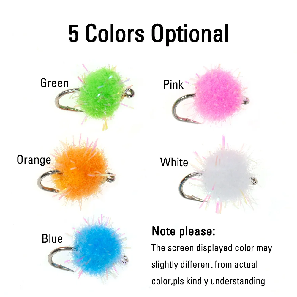 ICERIO 10PCS 12 # Mrico Beadhead-cebo de huevos que se hunde, cebo de huevos de salmón con ala de hielo, oropel Flash, trucha, grilismo, señuelo de pesca Char - imagen 4
