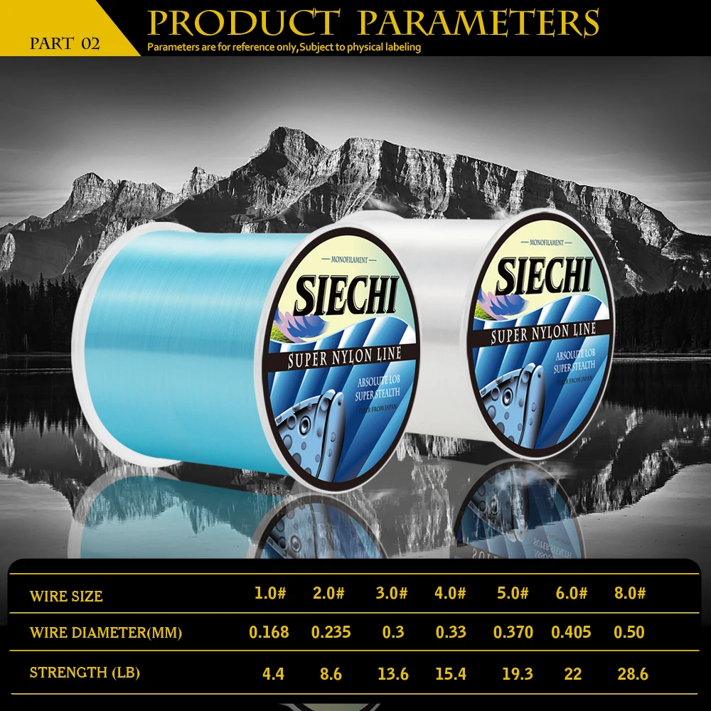 SIECHI-sedal de pesca con revestimiento de nailon, 500M, 1000M, señuelo líder, línea de fluorocarbono de 0,16-0,5mm, 4,4-28,6LB, accesorios de pesca japoneses - imagen 4