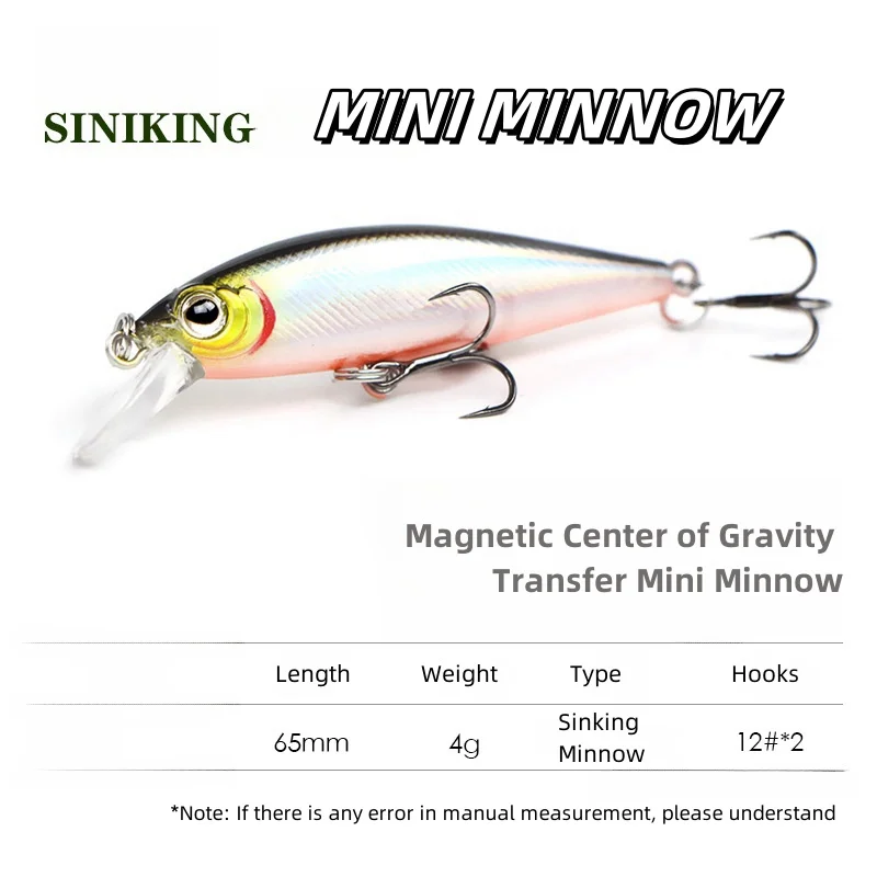 Mini señuelo de pesca de pececillo que se hunde por 1 piezas, 65mm, 5G, capa de natación completa, transferencia magnética, cebo Artificial duro, Swimbait - imagen 3