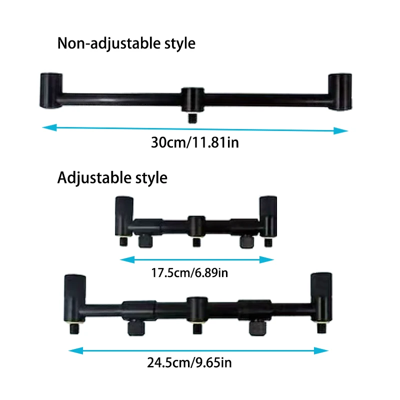 Barra portacañas aluminio con 2 cabezales ajustable o fijo para pesca - imagen 2