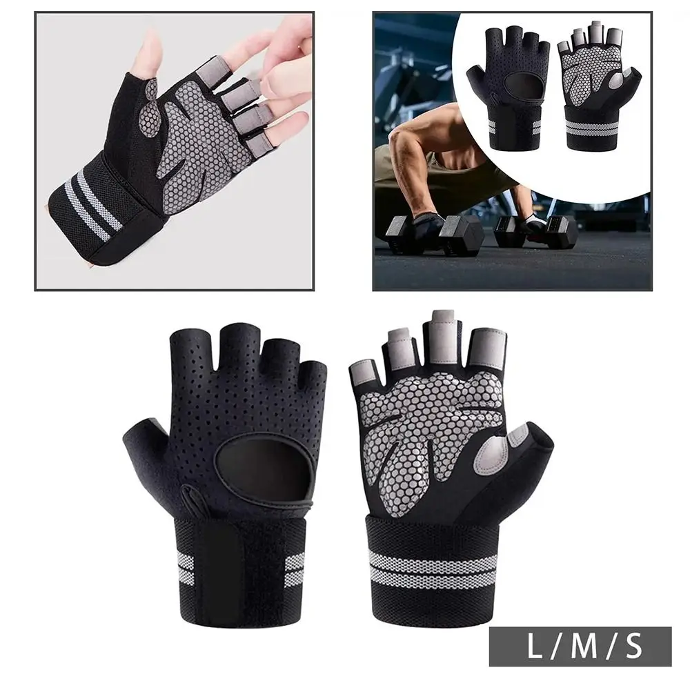 Guantes de entrenamiento sin dedos de medio dedo, almohadilla antideslizante transpirable, guantes sin dedos para hombre, guantes de ciclismo resistentes al desgaste a prueba de golpes