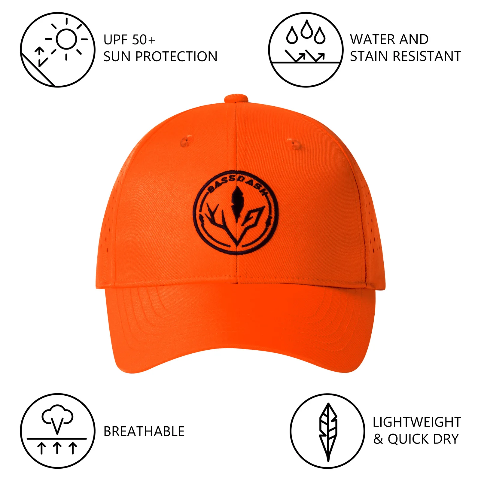 BASSDASH Blaze Orange Chaleco de seguridad para caza y gorra de béisbol unisex altamente visible resistente al agua de secado rápido para pesca y senderismo - imagen 4