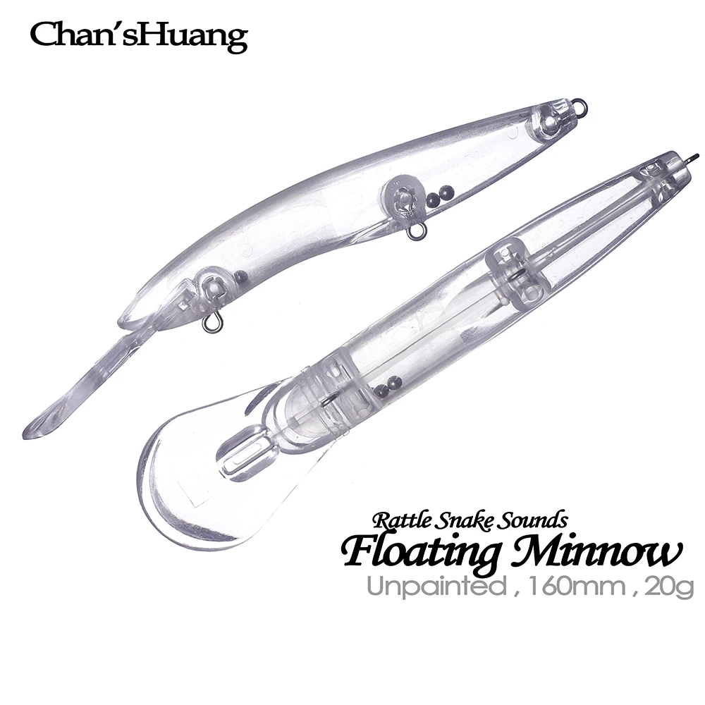 Chan'sHuang-señuelo de pesca Artificial, 10 piezas, sin pintar, 16cm, 20g, sonajero, Floaitng Minnow, hecho a mano - imagen 3