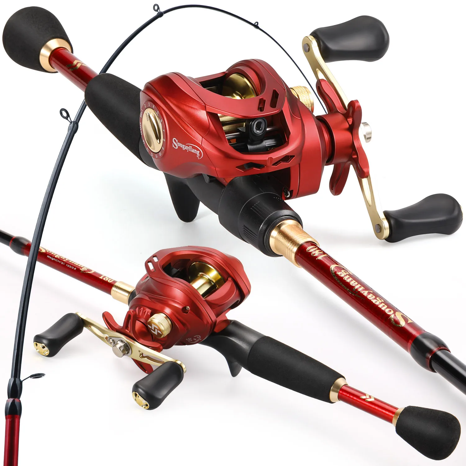 Sougayilang-juego combinado de caña y carrete de Pesca Baitcast, caña telescópica y carrete de Metal para Pesca de lubina, 1,8-2,4 m - imagen 2