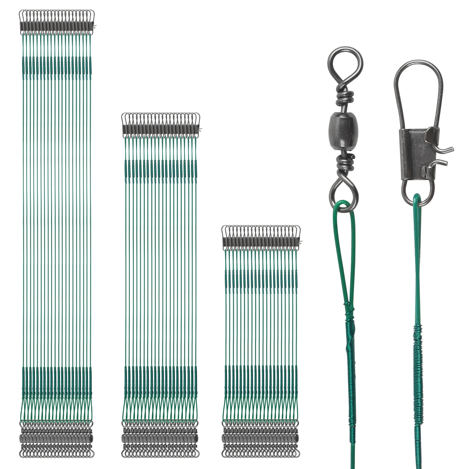 Línea líder de pesca de 60 uds., líder de alambre de acero inoxidable, líderes de señuelos de pesca para aparejo de bagre, líderes de pesca de 15cm/20cm/25cm