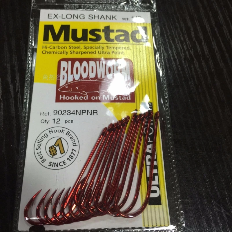20 paquetes/lote de anzuelos de pesca de mar de gusano de sangre Mustad originales para cebo vivo largo 90234, anzuelos afilados con púas, anzuelos de Anguila Conger a prueba de herrumbre - imagen 3