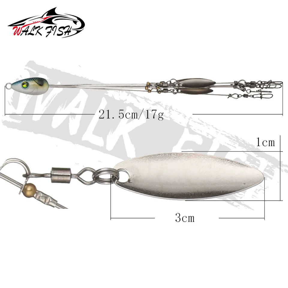 WALK FISH-señuelo de pesca con paraguas, aparejo de 5 brazos, cabeza de aparejo Alabama, cebo de natación, lubina con conector giratorio a presión, señuelo de pesca Minnow - imagen 5