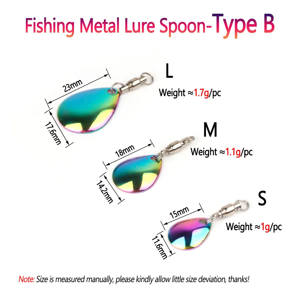 Bimoo-cuchara de señuelo de Metal para pesca, 5 uds., cuchara giratoria DIY, señuelos, ranas, VIB, accesorios reflectantes, hoja, cucharas ruidosas, herramienta de pesca - imagen 4