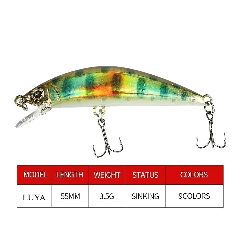 Accesorios de señuelo 3D ojo de pez sumergible Minnow Bass Croaker 55mm3,5g agua dulce Creek Mini Road Runner alta calidad pintado a mano