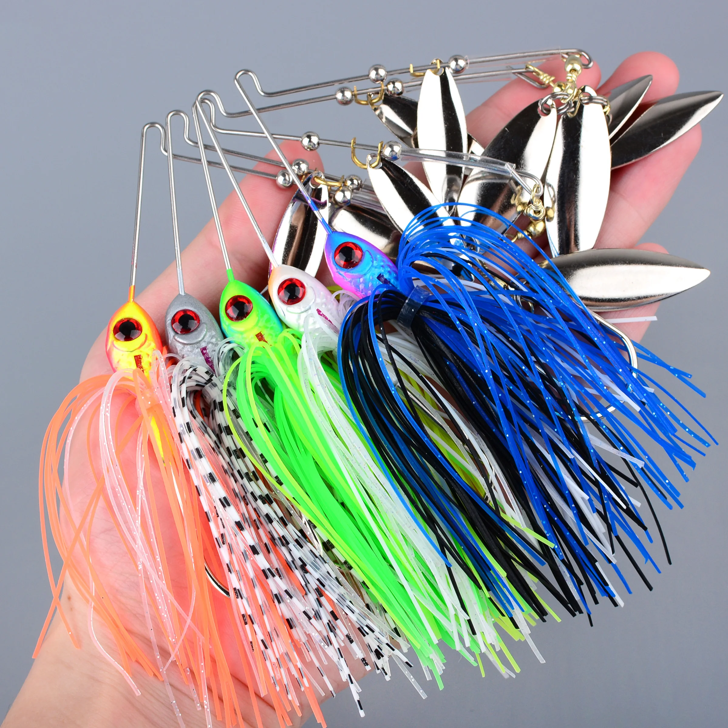 5 uds cebo giratorio señuelo de Metal Señuelos de Pesca duros Lucio aparejos de Pesca giratorios Wobbler Pesca de agua dulce y salada