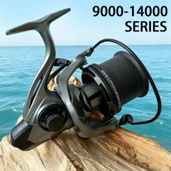 Carrete de pesca de carpa, rueda alimentadora giratoria, serie 9000 12000 14000, arrastre máximo de 20kg, relación de engranaje 4,8:1, pesca de Surf curricán de agua salada