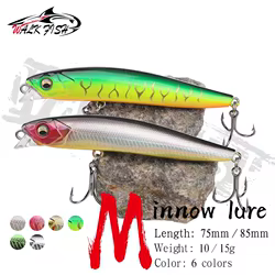 WALK FISH-Señuelos de Pesca de 1 piezas, cebos artificiales de plástico con gancho para lubina, Lucio, carpa, Swimbait, 10g, 15g