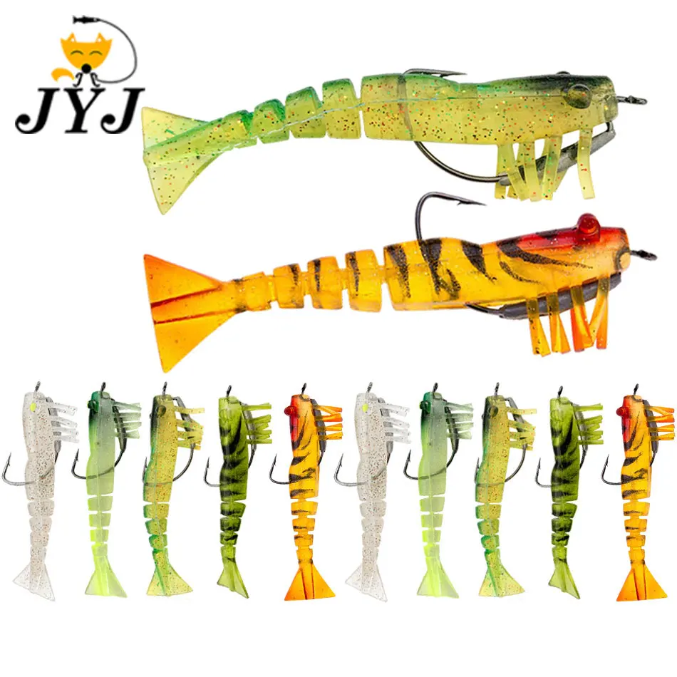 JYJ-señuelo de pesca de gambas, cebo suave de silicona artificial, 10 piezas, 9cm, 8,5g