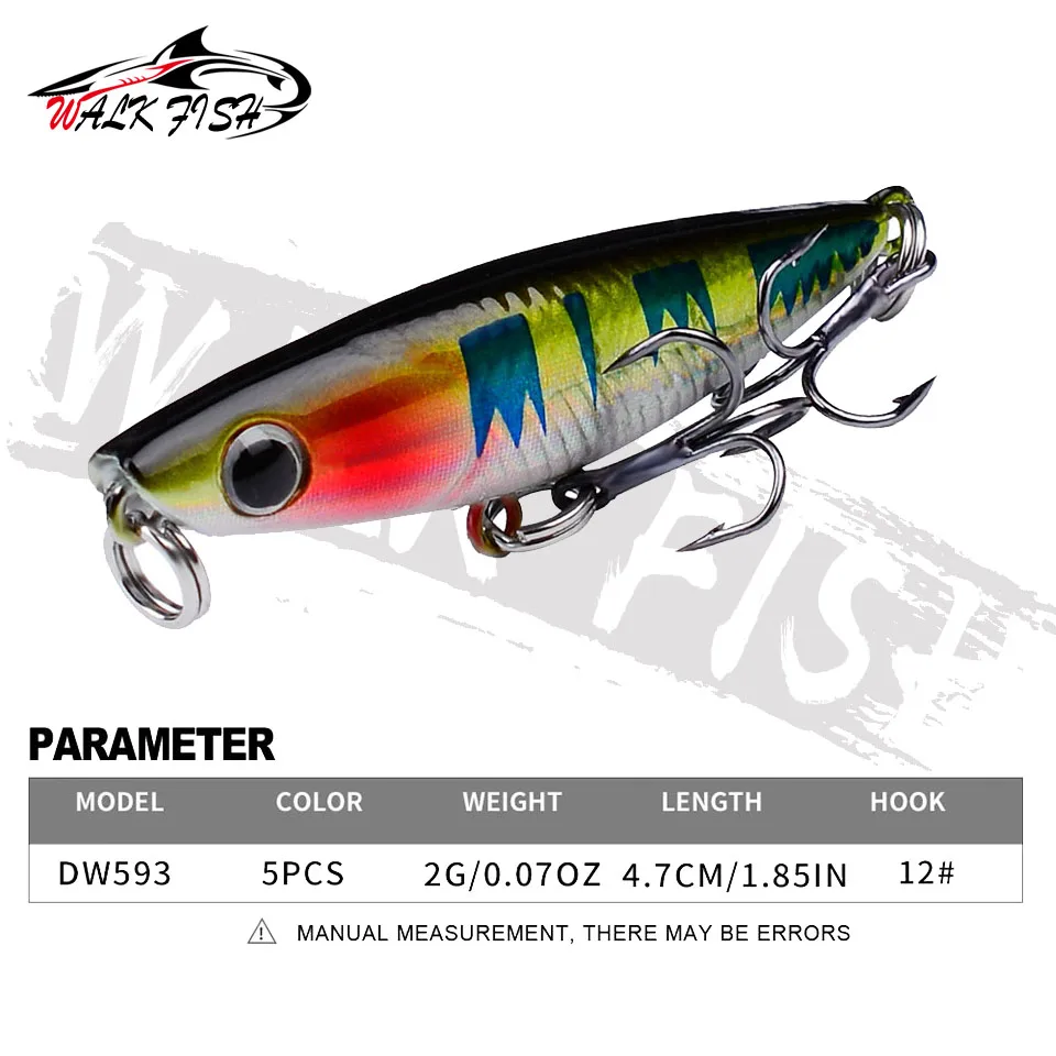 WALK FISH-señuelo de pesca de superficie lápiz que se hunde, cebo duro Artificial para agua salada, andador de lubina de plástico, 47mm, 2g, 1 unidad - imagen 2