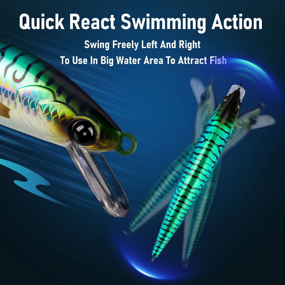 Kingdom-señuelo de pesca de pececillo hundido, 48g, 65g, 97g, cebo Artificial de fundición larga, Wobblers duros para pesca en agua salada de atún y lubina - imagen 5