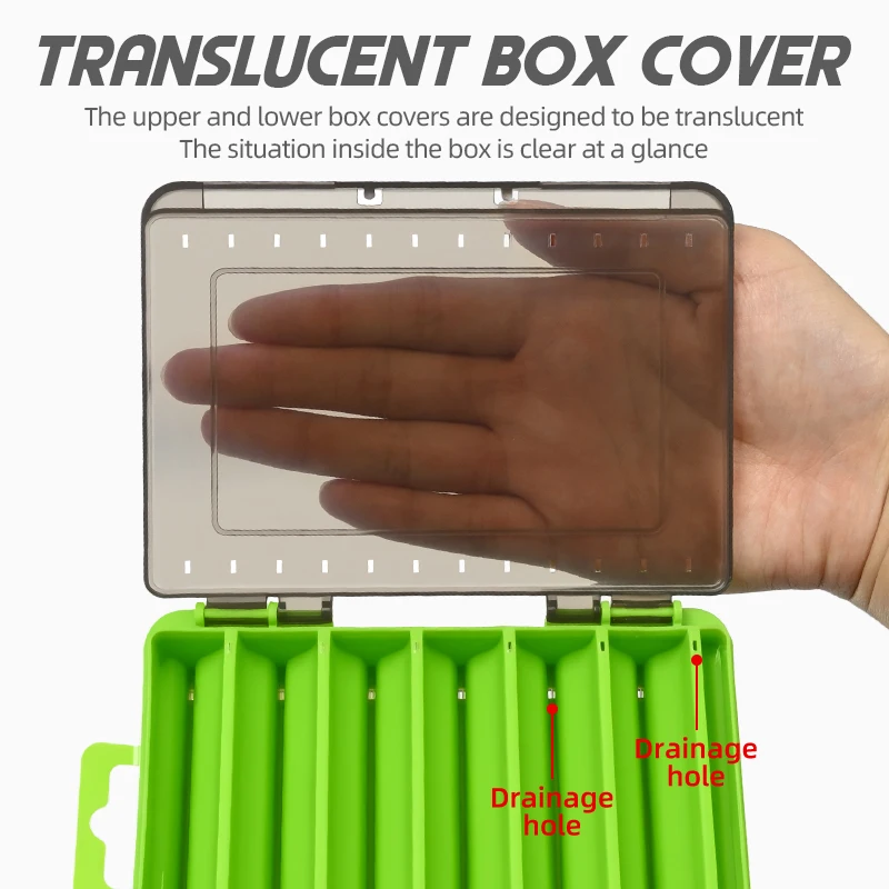 MEREDITH-caja de aparejos de pesca de cara práctica, 12 compartimentos, caja de almacenamiento de anzuelos, accesorios de pesca, estuche de almacenamiento de plástico - imagen 5