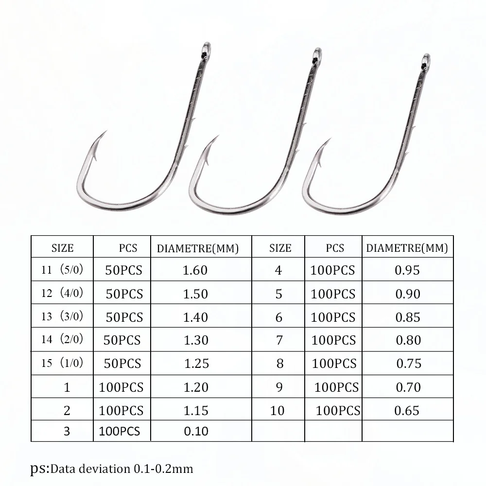 FISH KING-anzuelo de pesca de 50-100 piezas 92666, señuelo con púas dobles afiladas, acero al carbono, 5/0-10 # - imagen 2