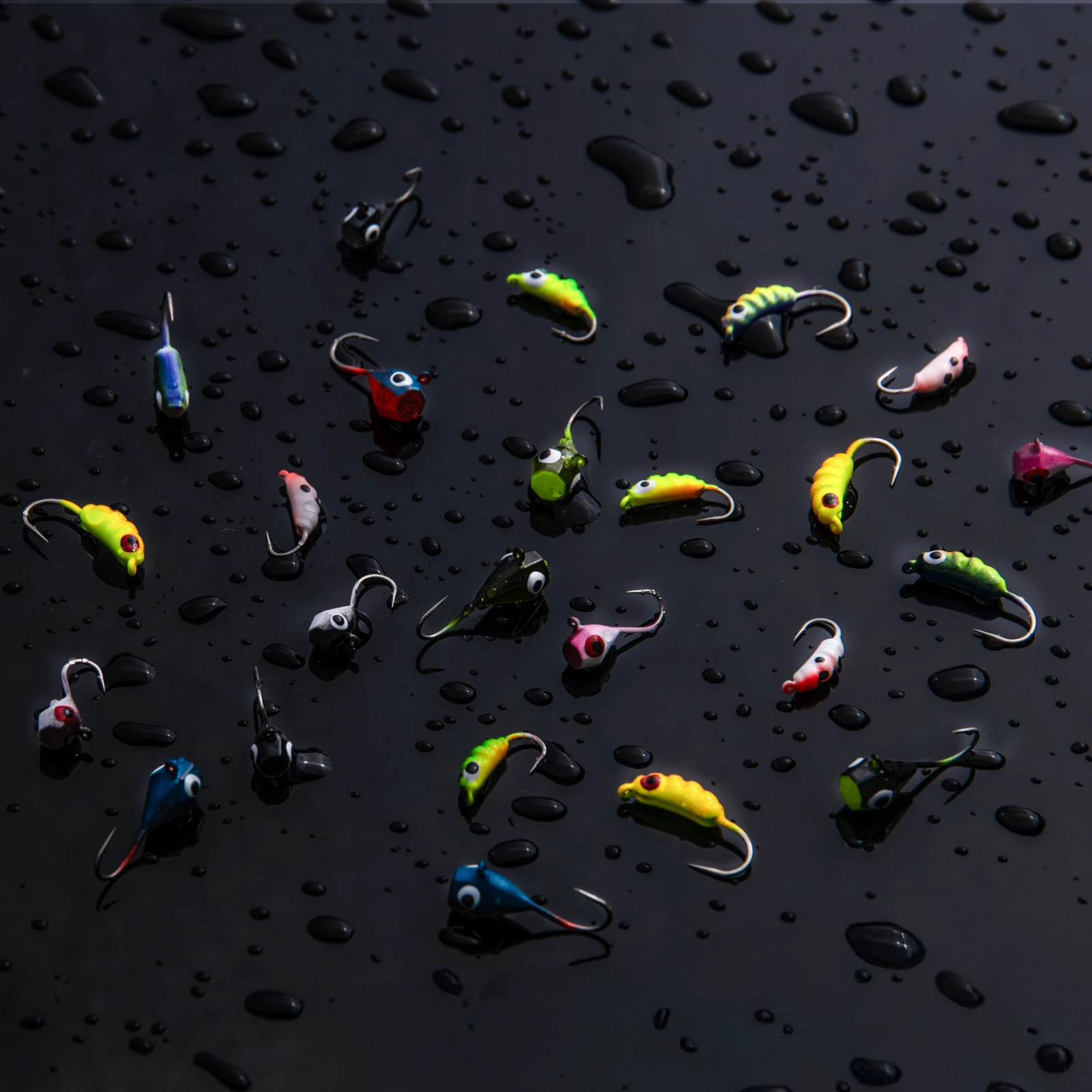 Goture 24 Uds pesca en hielo cabeza luminosa de cuentas de tungsteno ninfa gusano mosca Caddis larva insectos cebos de hundimiento rápido señuelos de trucha - imagen 5