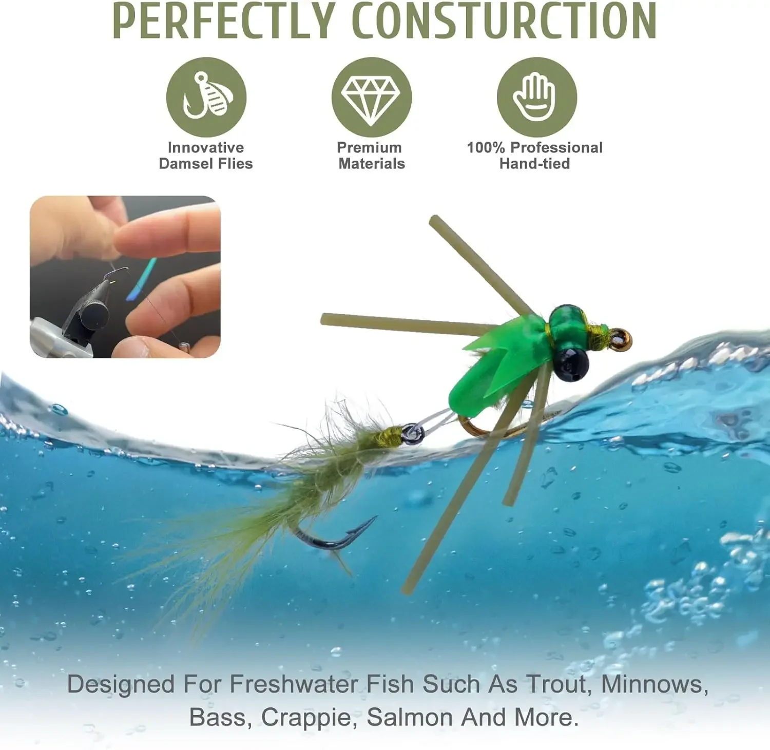 Goute 8-16 Uds moscas de pesca con mosca señuelo atado a mano moscas secas/húmedas juego de anzuelos dobles 12 # 14 #   16 #   18 #   con Caja Trucha Bajo Steelhead Salmón - imagen 5