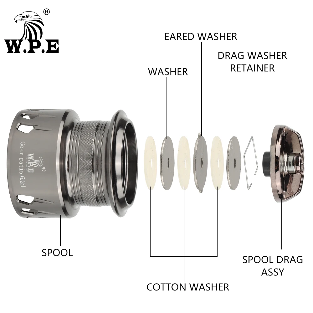 W.P.E GW-carrete de Pesca giratorio, aparejos de Pesca de Metal completo, relación de engranaje de alta velocidad 1500: 1 5 + 1 BBs, 2500/3500/4000/6,2 - imagen 4