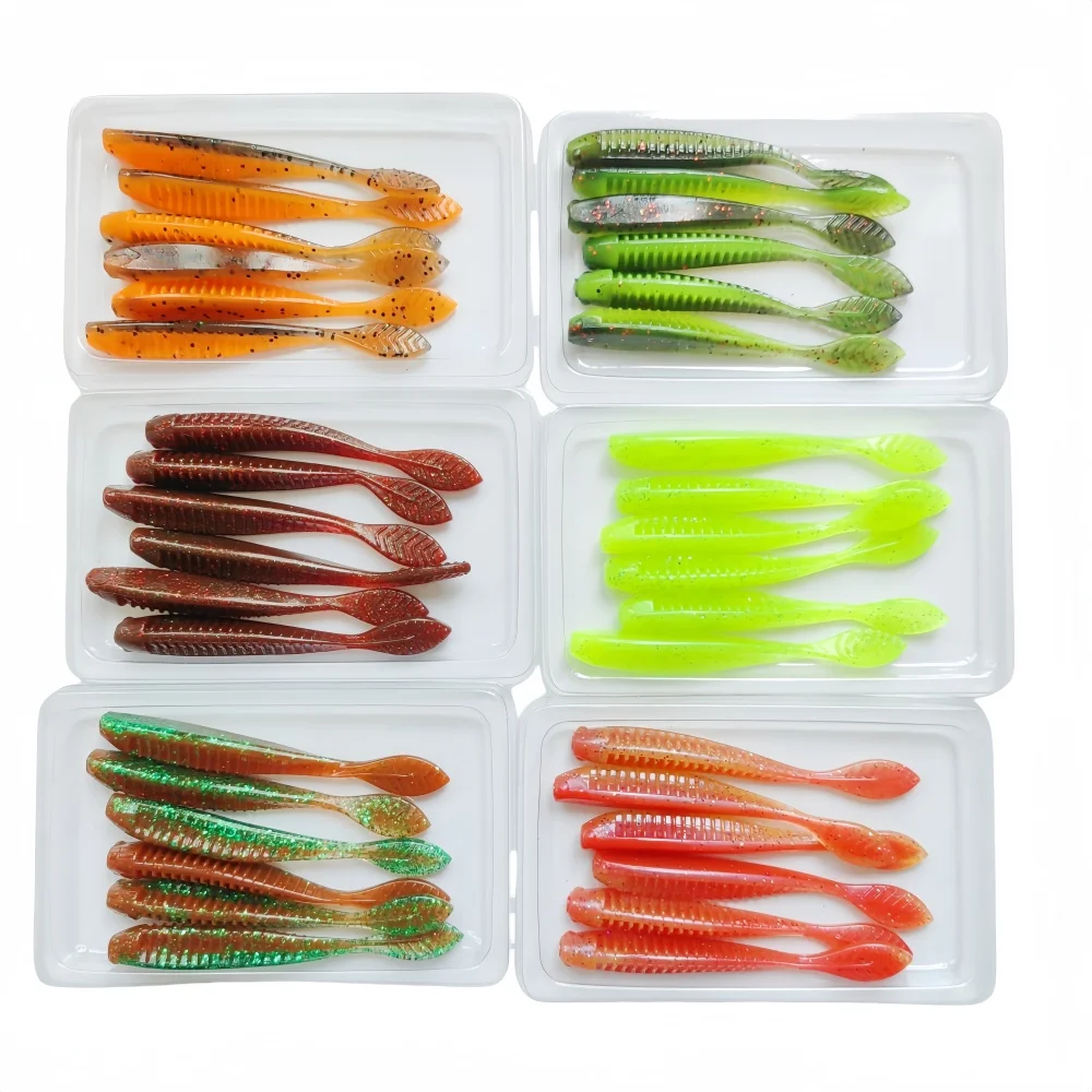 MUKUN 6 uds TPE flotante pesca señuelo suave 2,3g/85mm Wobblers Swimbait cebos de silicona lubina perca señuelo cebo Artificial aparejos - imagen 3