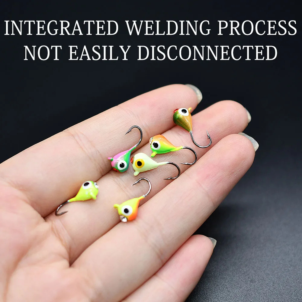 MNFT 6PCS Kit de plantillas de pesca en hielo, equipo de microanzuelos de pesca en hielo, señuelos de pesca en hielo con pintura brillante - imagen 3