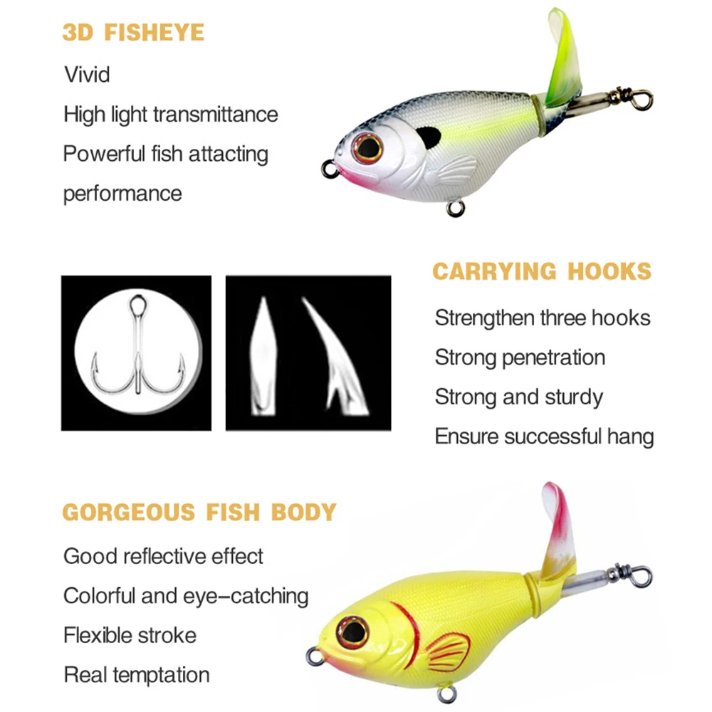 7,5 cm 17g Señuelos de Pesca cebo giratorio flotante Wobbler Topwater Tail Spinner Whopper Plopper cebo duro Artificial lubina trucha LXJ101 - imagen 5