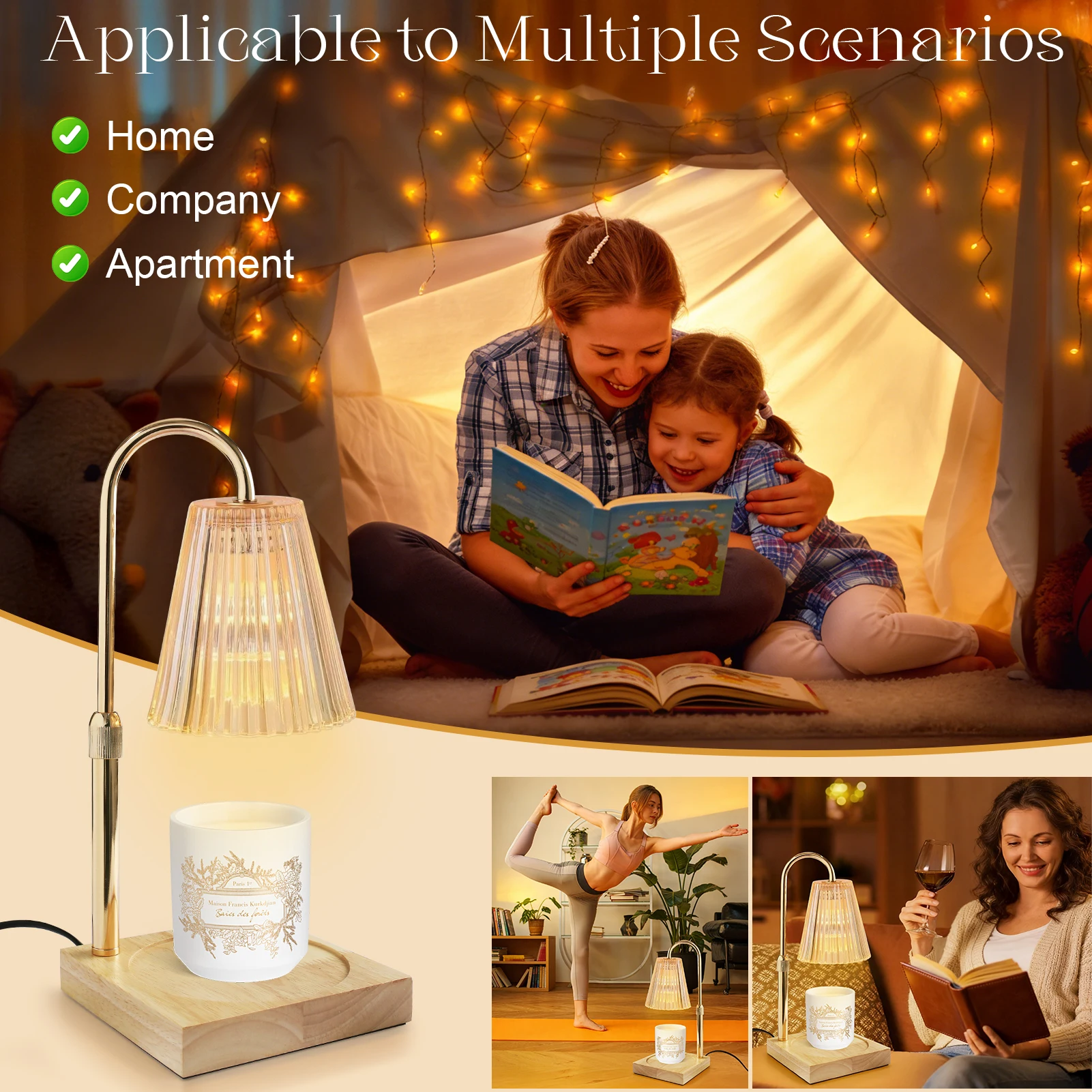Calentador de velas eléctrico Vintage – Luz sin llama para cera