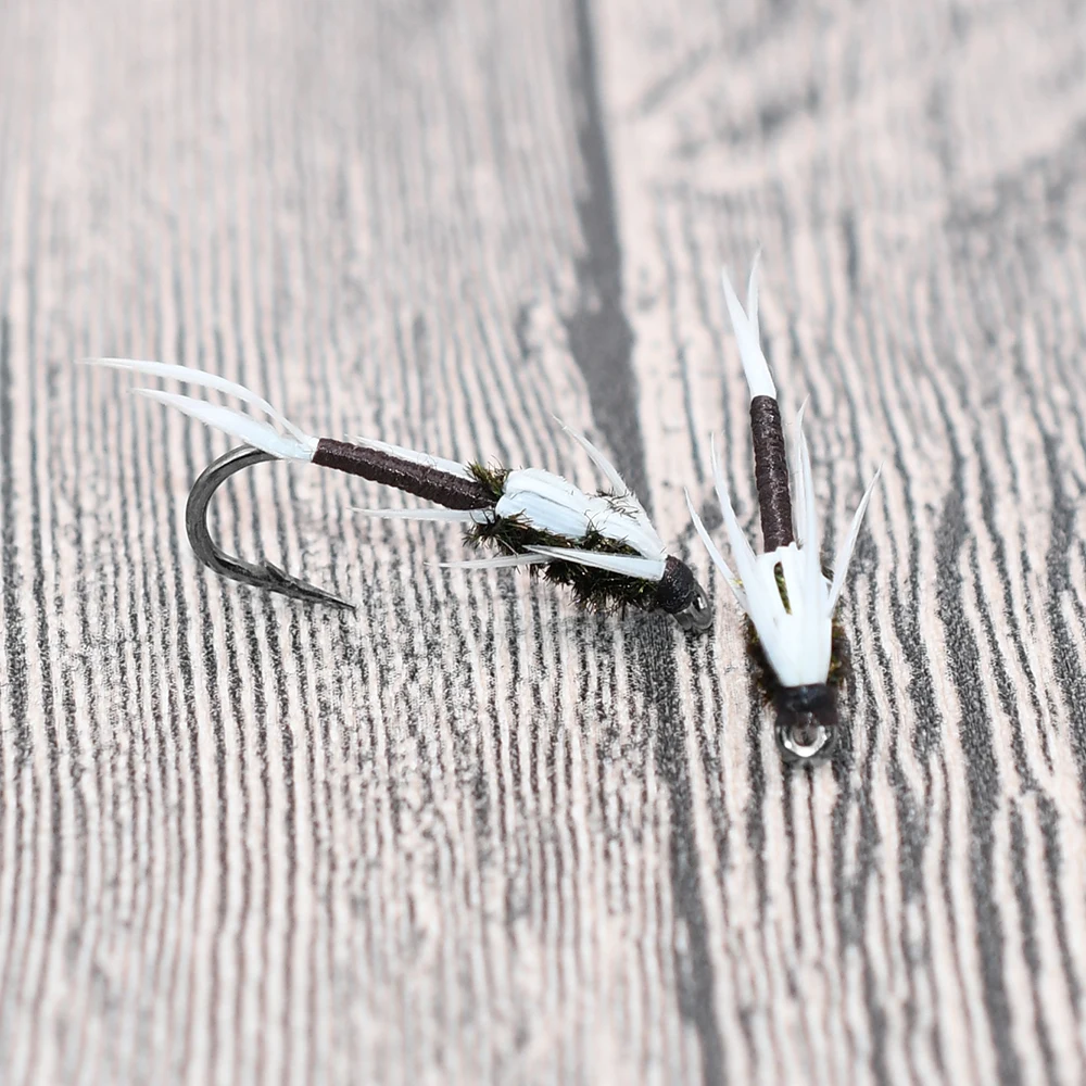 MNFT 10PCS # 6 zumbador ninfa trucha pluma blanca pesca seca mosca insecto cebo Artificial - imagen 5