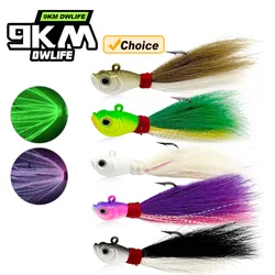 9KM Bucktail Jigs cabeza gancho 5 uds pelo de pescado Jig Swimbait ciervo ganchos para el pelo Surf pesca para Walleye Striper agua salada agua dulce