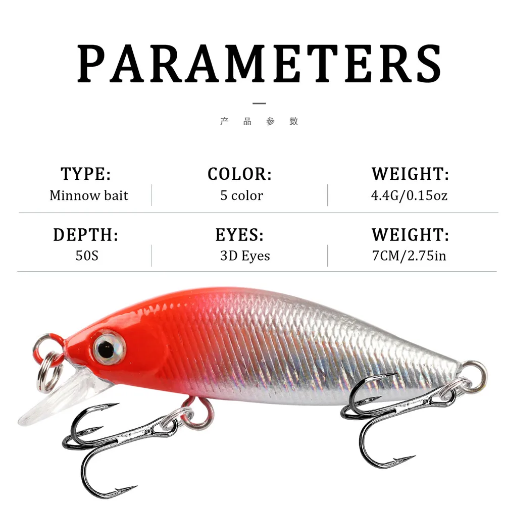 Señuelos de Pesca de pececillos que se hunden, Wobblers de 5,5 cm y 3,3g, cebo de plástico Artificial de calidad, para lubina Crankbaits, carpa, Lucio, aparejos de pesca, 1 piezas - imagen 4