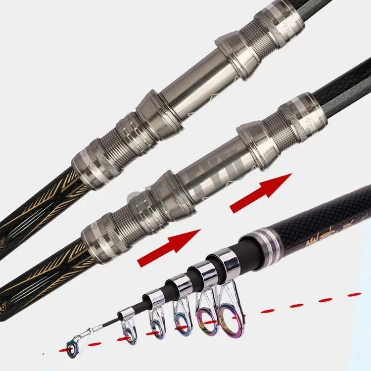 2,1 M 2,4 M 2,7 M 3,6 M 3,9 M 4,5 M caña telescópica portátil de larga distancia caña de pescar viaje mar barco roca lago caña de pescar - imagen 4
