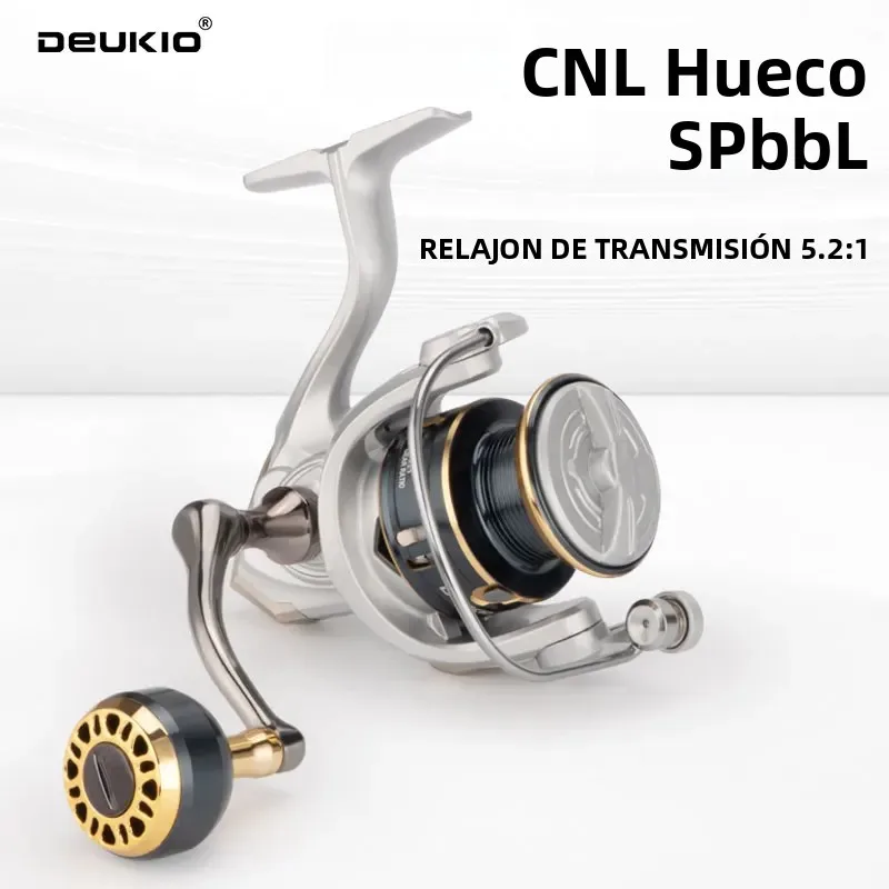 DEUKIO Carrete Spinning Agua Salada – Empuñadura Metal Arrastre Fuerte - imagen 2
