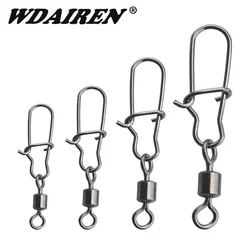 50 piezas 2 #   3 #   4 #   6 #   8 #   10 #   Conector de pesca, rodamiento de Pin, giratorio, de acero inoxidable, con gancho a presión, señuelo, accesorio para aparejos