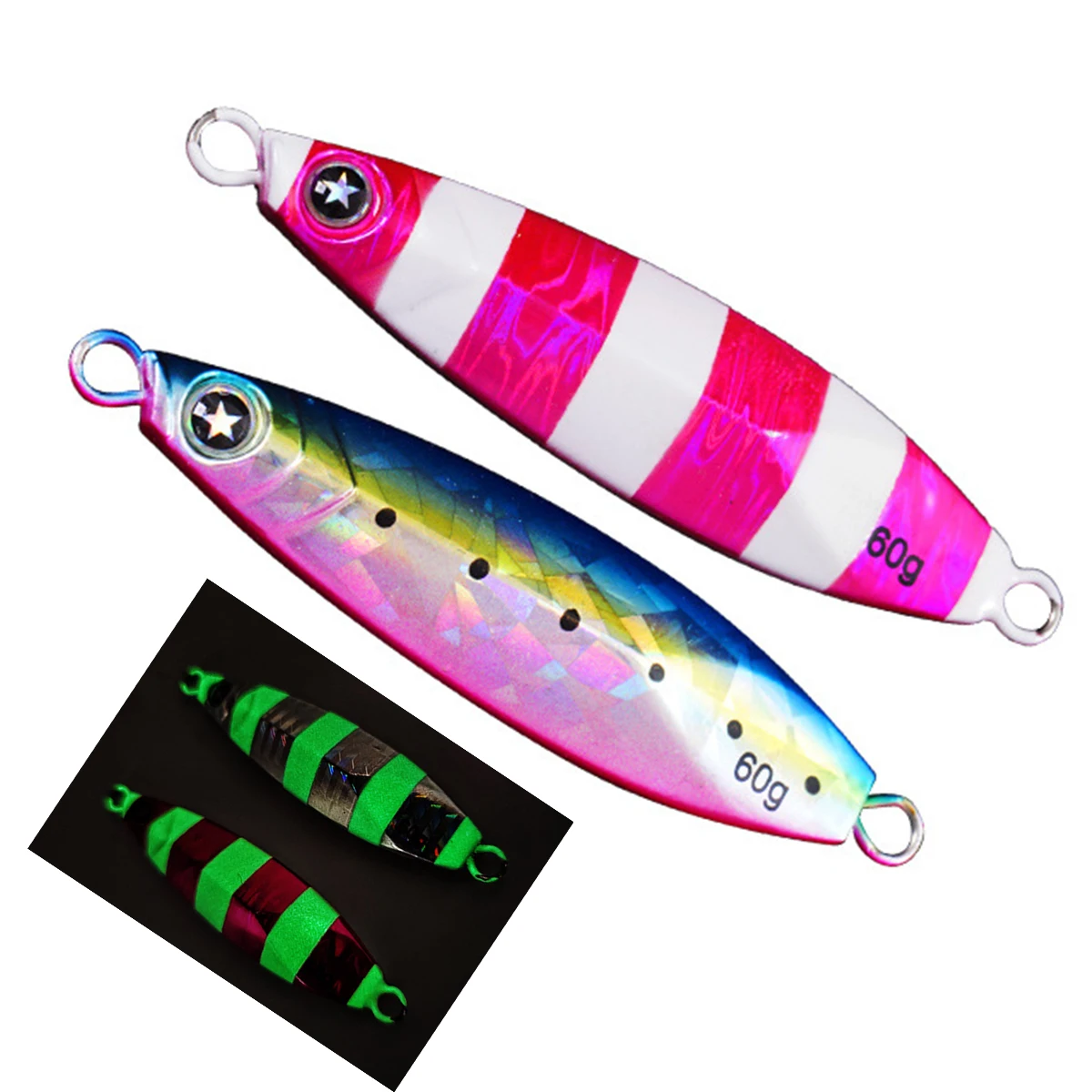 Cebos artificiales luminosos 30G 40G 50G 60G gabarito de velocidad señuelo de pesca plantilla de Metal señuelo de pesca Jigging accesorios de pesca de plantilla de Metal - imagen 2