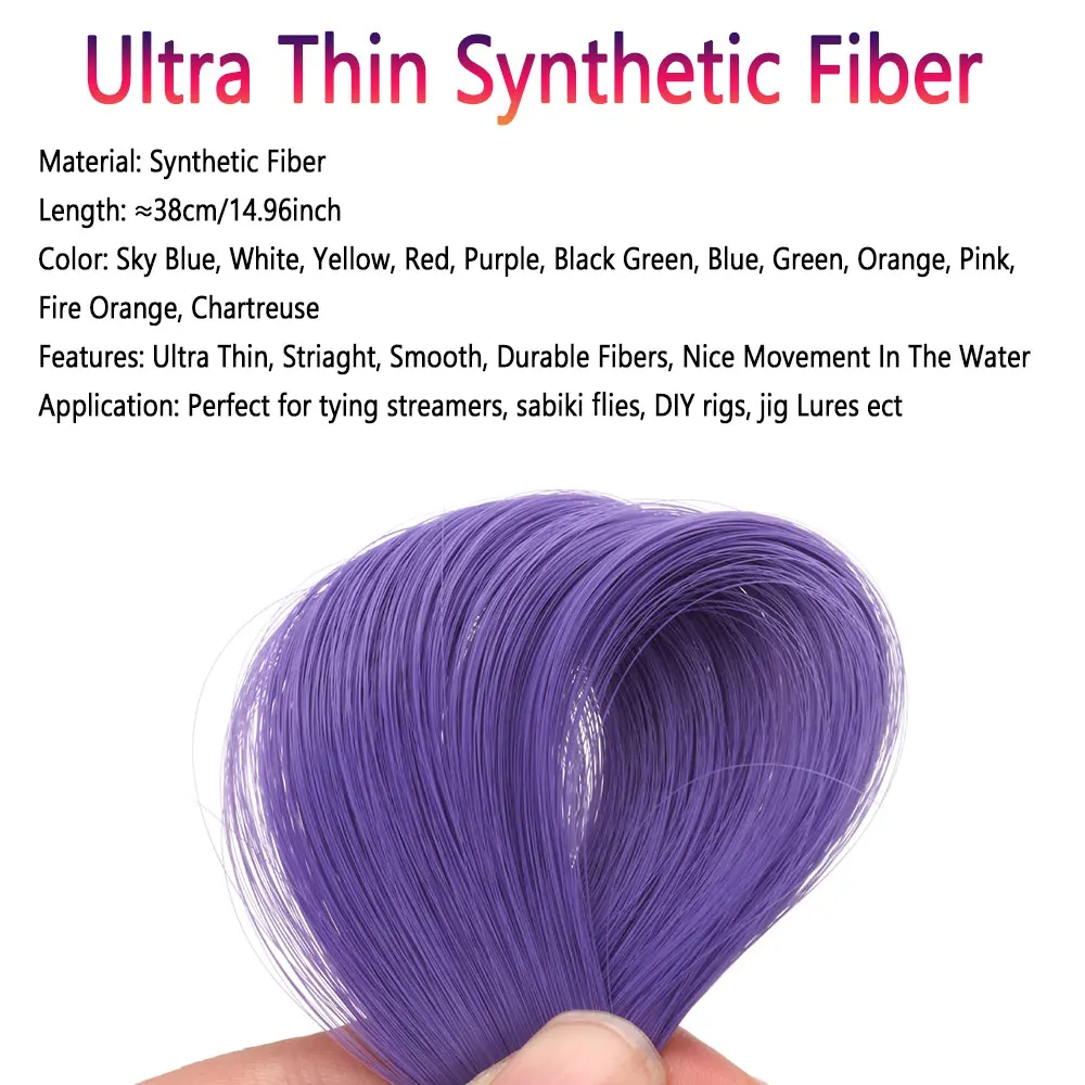 Bimoo-SEÑUELOS DE pesca de trucha, Material de atado de moscas de fibra sintética lisa para Streamer Bucktail Jig, Sabiki Rigs, 1/2 paquetes - imagen 2