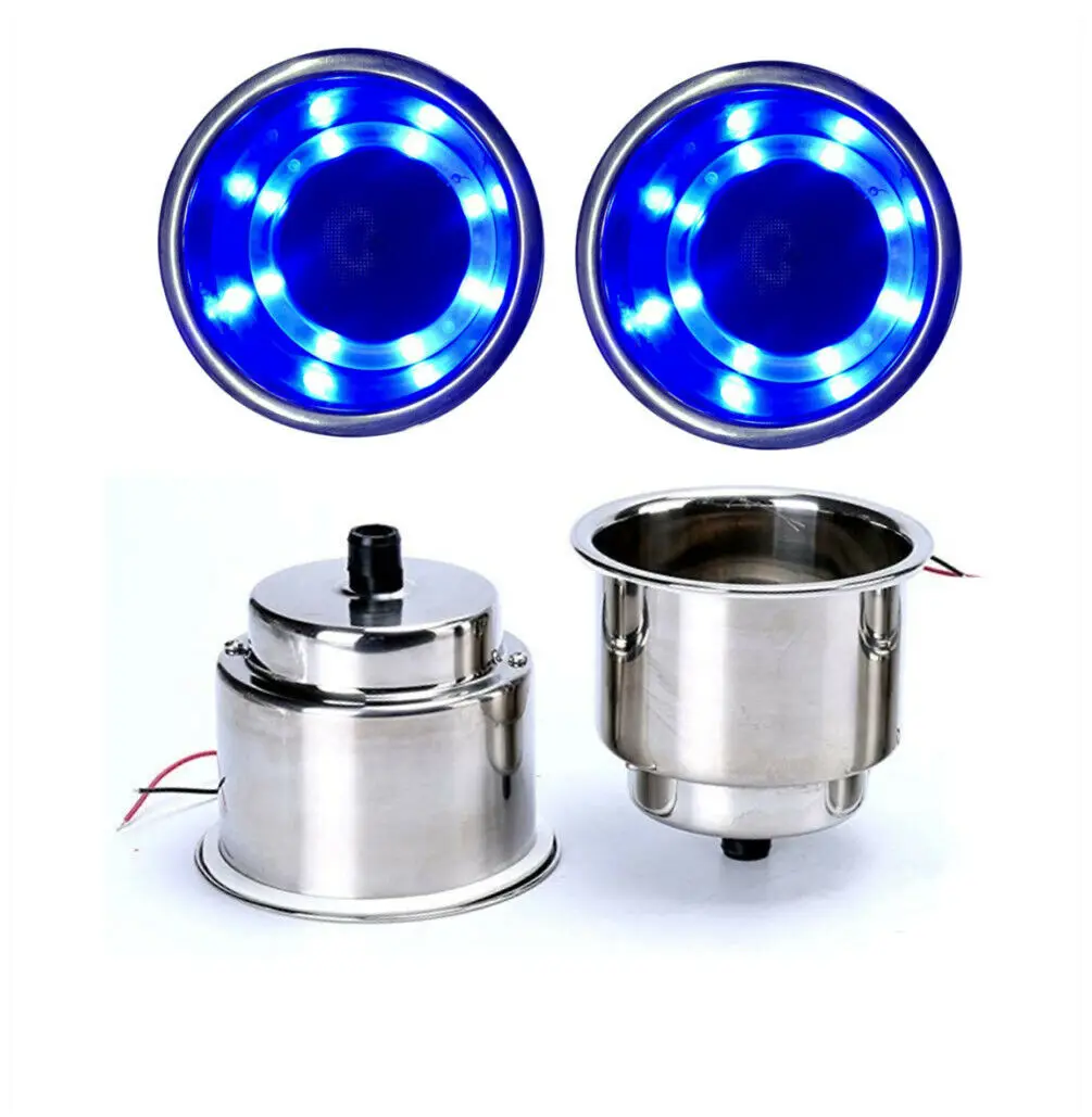 Portavasos LED 12V acero inoxidable para yate pesca deportiva - imagen 3
