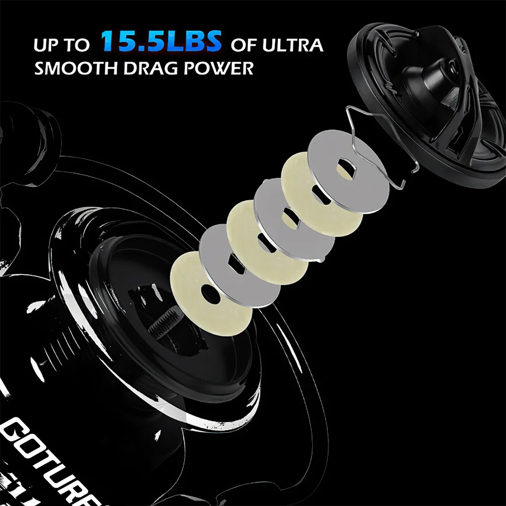 Goture-carrete giratorio de pesca de Metal, accesorio de pesca de carpa, relación de engranaje 5,2: 1, rodamiento de 3 bolas, serie 3000, máx. 15,5 LB - imagen 5